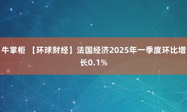 牛掌柜 【环球财经】法国经济2025年一季度环比增长0.1%