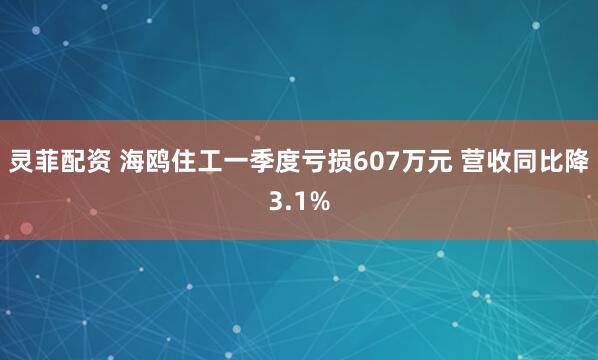 灵菲配资 海鸥住工一季度亏损607万元 营收同比降3.1%